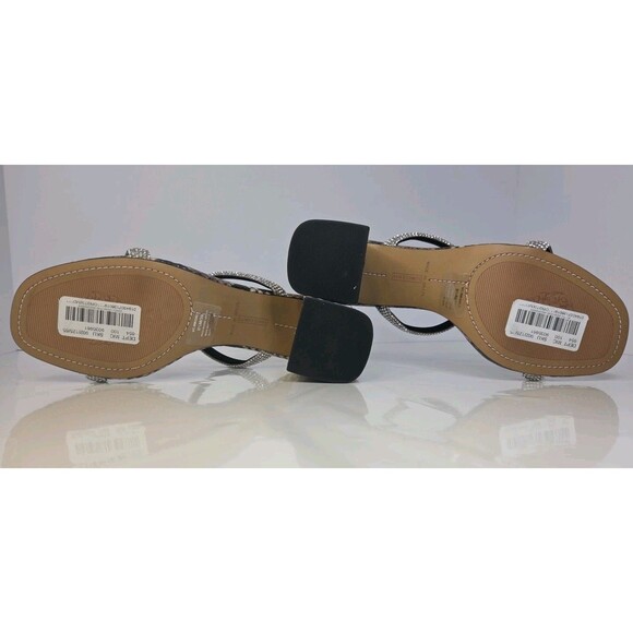 VINCE CAMUTO 8.5 Magaly Sandal Snakeskin Block Heels Rhinestone Double Strap NWT - Picture 7 of 8